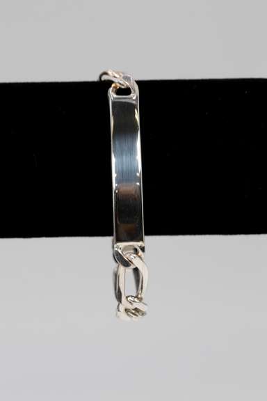 .925 Sterling Silver 3+1 8mm Figaro ID Bracelet 7 Inches