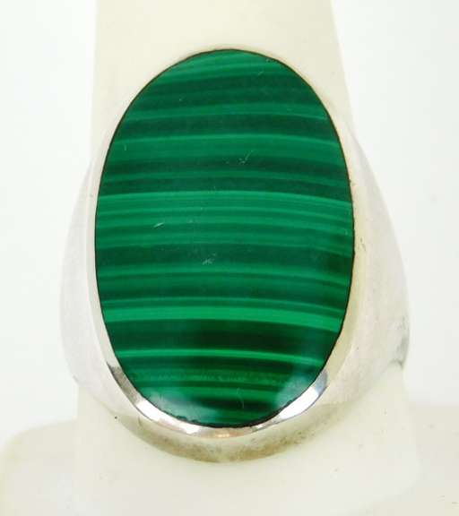 Men's Big & Bold Sterling Malachite Ring, Size 11