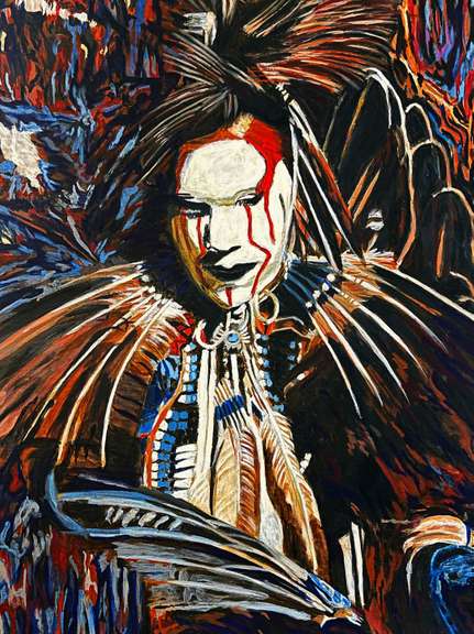 Ismail Khelalfa Original Oil on Canvas Native American Series