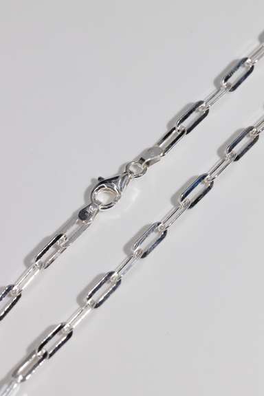 .925 Sterling Silver 3.2mm Paperclip Chain 16 Inches