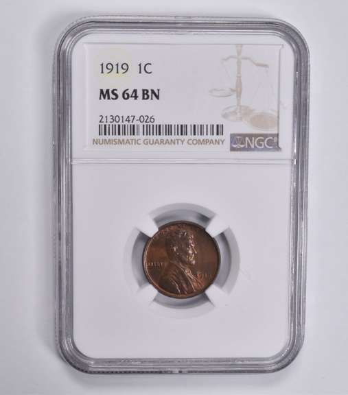 MS64 BN 1919 Lincoln Wheat Cent NGC
