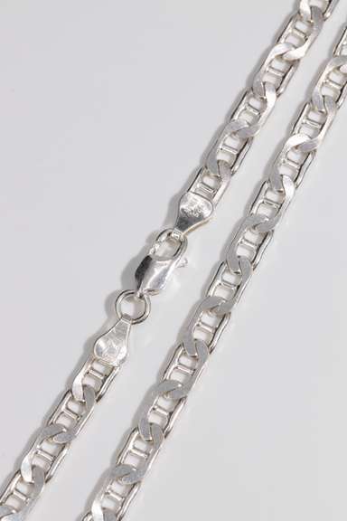 Italian .925 Sterling Silver 5.7mm Flat Marina Link Chain 18 Inches