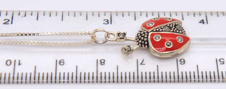 Vintage Sterling Silver Lady Bug Pendant on Chain