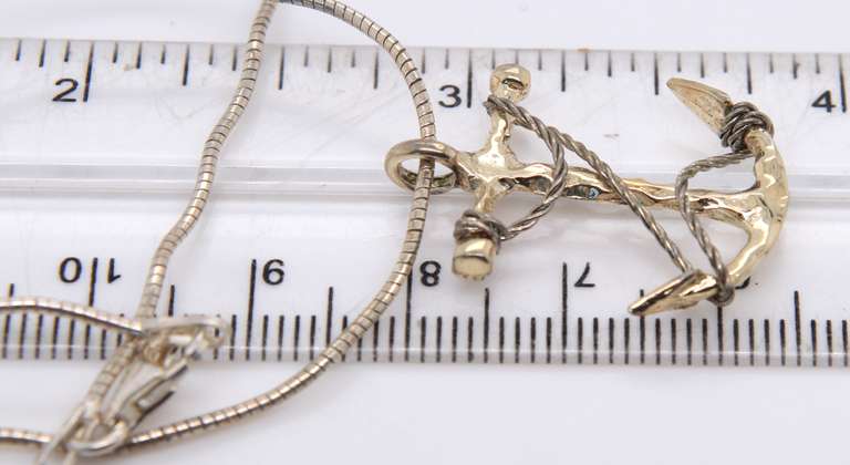 Vintage 925 Sterling Silver Anchor Pendant on Chain
