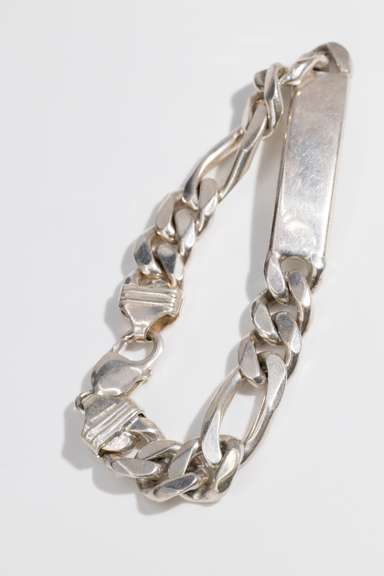 Italian .925 Sterling Silver 15mm Figaro Link ID Bracelet 10 Inches