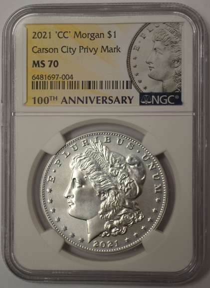 2021 'CC' Morgan Silver Dollar Carson City Privy Mark NGC MS70