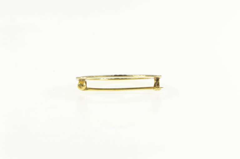 14K Yellow Gold Art Deco Two Tone Pinstripe Grooved Circle Pin/Brooch