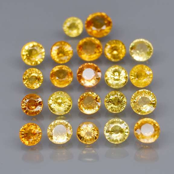 Glittering 4.39ct set of golden Songean Sapphires