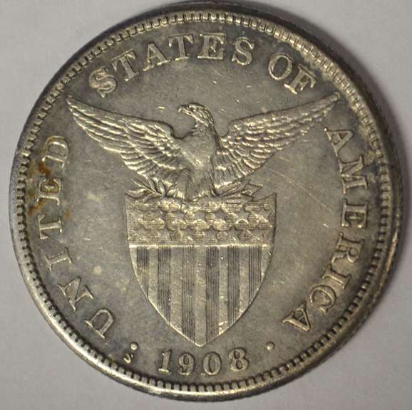 1908-S US Philippines One Peso, Circulated