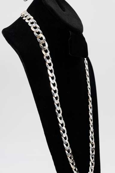 .925 Italian Sterling Silver 13.25mm Curb Link Chain Necklace 28 Inches