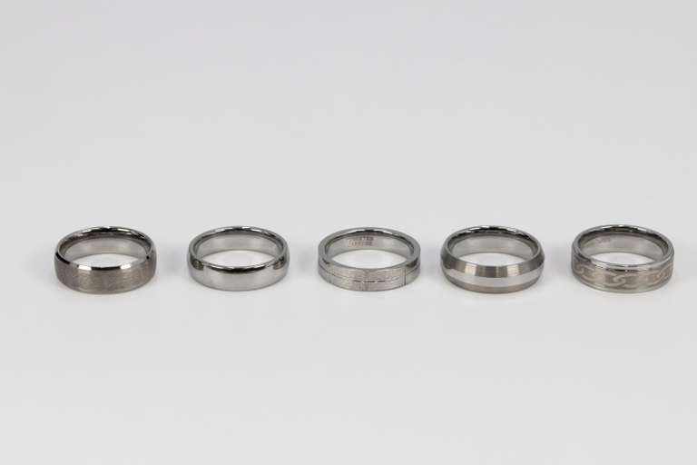 Lot of 5 Size 14 Tungsten Carbide Rings in Various Styles