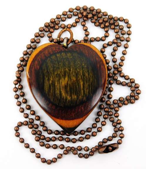 Large Carved Wood Heart & Chain