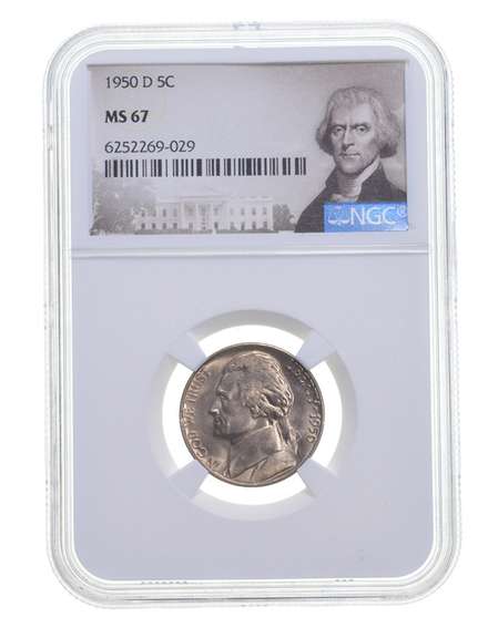 MS67 1950-D Jefferson Nickel - Graded NGC