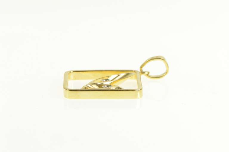 18K Yellow Gold Diamond Abstract Geometric Square Statement Pendant