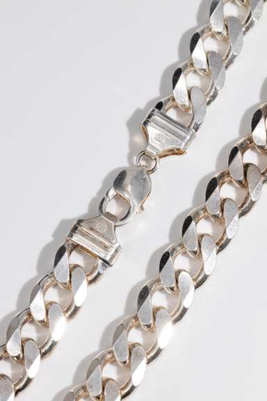 Italian .925 Sterling Silver 13mm Curb Link Chain 20 Inches