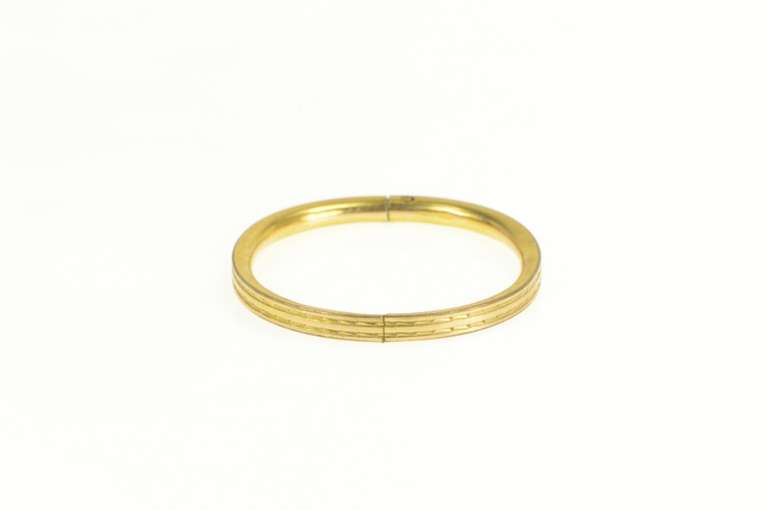 Gold Filled Grooved Pattern Retro Childs Bangle Bracelet