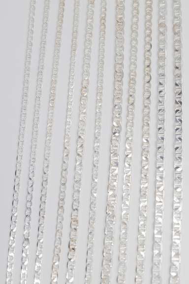 Sterling Silver - Italy Stamped - Super Flat Diamond-Cut Mariner Lot - 11 Chains - 6.5mm to 10.2mm Wide - 18 to 30 Inch