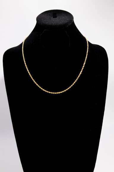 14K Yellow Gold 2.4mm Solid Rope Chain 20 Inch