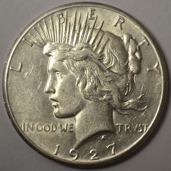 1927 Peace Silver Dollar Better Date, AU.