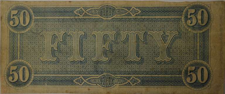 February 17th 1864 Confederate $50 CS-66, Circulated.