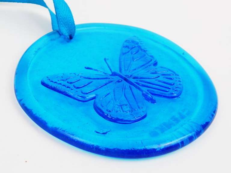 Blenko 2021 Art Glass Butterfly Disk