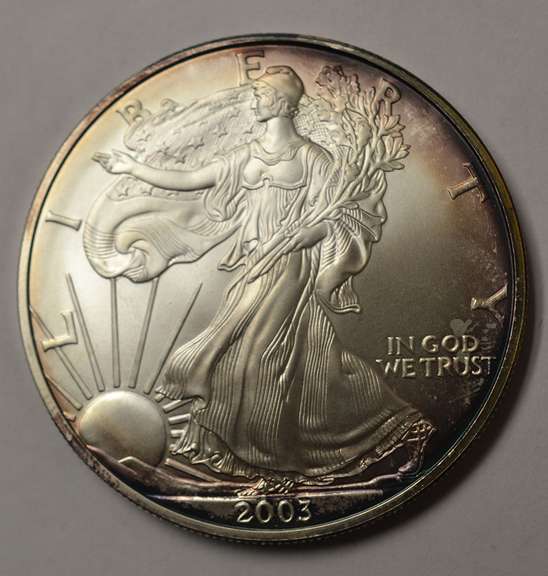 2003 Blue/Purple/Green Toned American Silver Eagle Uncirculated