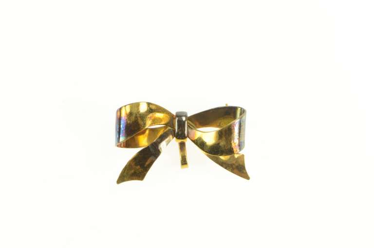 Gold Filled 1930's Bow Ribbon Promise Symbol Statement Pin/Brooch