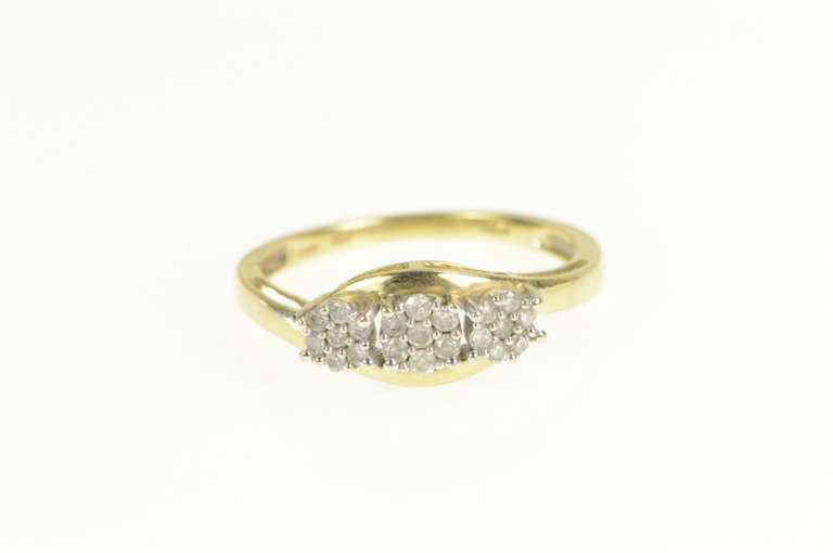 10K Yellow Gold Diamond Flower Cluster Bypass Promise Ring