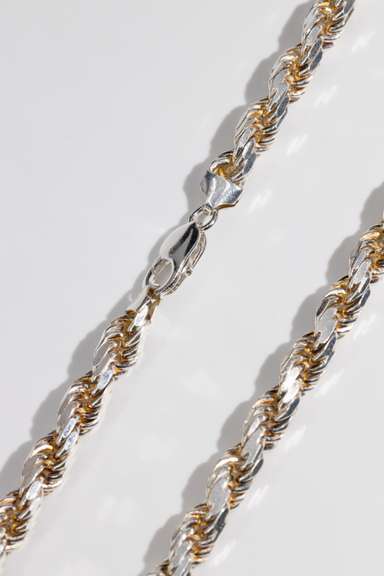 Italian .925 Sterling Silver 8mm Diamond Cut Rop Chain 22 Inches
