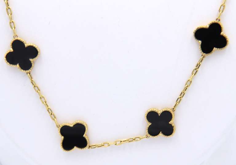 Fabulous 18kt Yellow Gold 20 Motifs Black Onyx Long Necklace