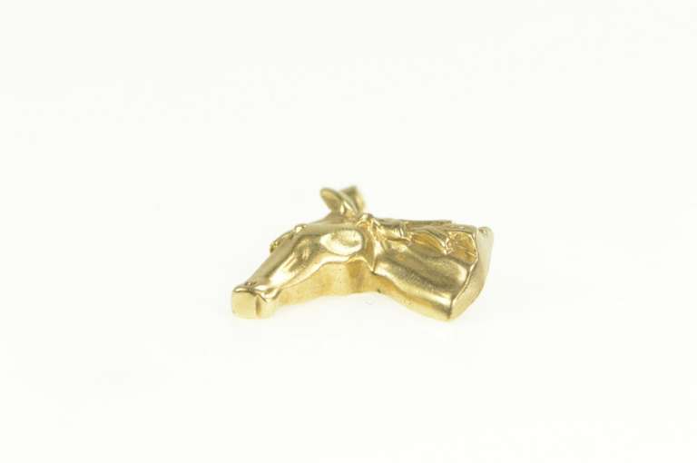 14K Yellow Gold Horse Head Equestrian Dressage Racing Pendant