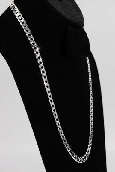 .925 Sterling Silver 8mm Super Flat Diamond Cut Curb Chain 24 Inches