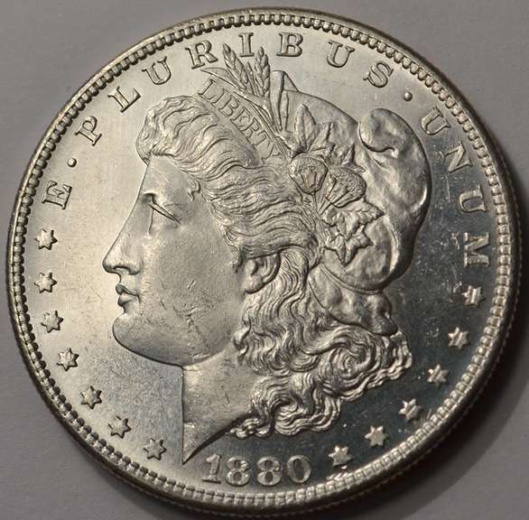 1880-S Flashy Morgan Silver Dollar Brilliant Uncirculated.
