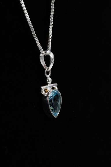 Sterling Silver Natural Blue Topaz Gemstone Pendant
