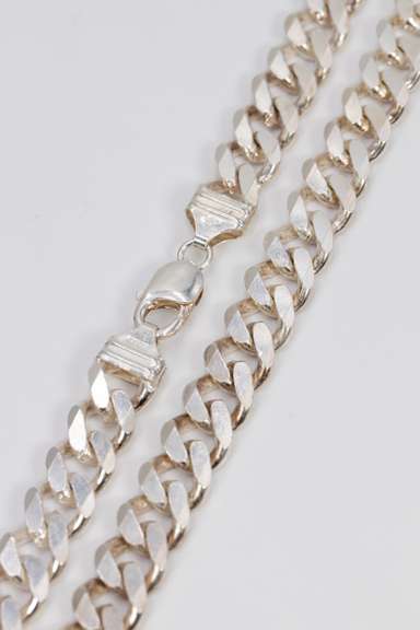 .925 Italian Sterling Silver 12.3mm Curb Link Chain Necklace 30 Inches