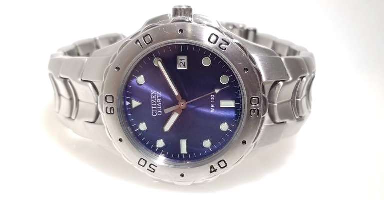 CITIZEN 3 hand and date 40mm men’s watch blue dial 100M water resistance