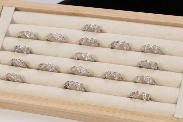 .925 Sterling Silver Double Hearts Ring Lot Various Sizes