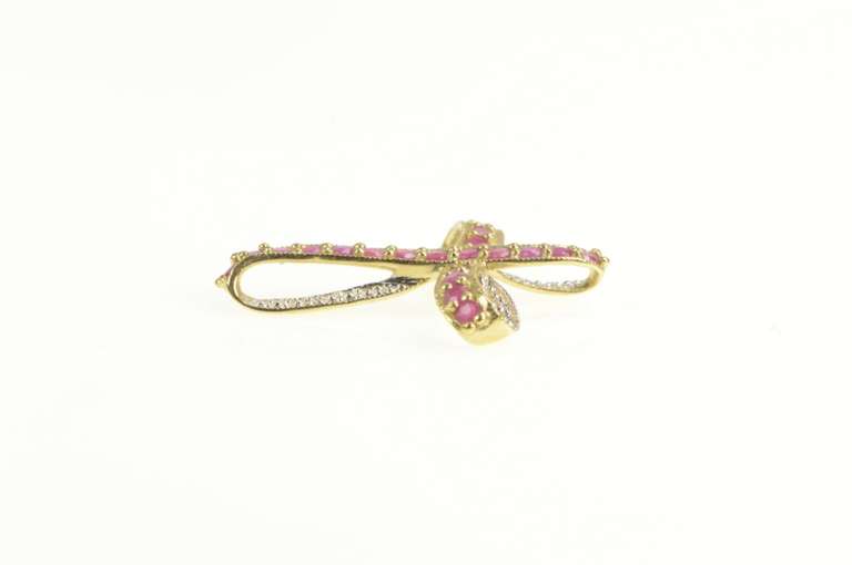 10K Yellow Gold Ruby Encrusted Diamond Accent Loop Cross Pendant
