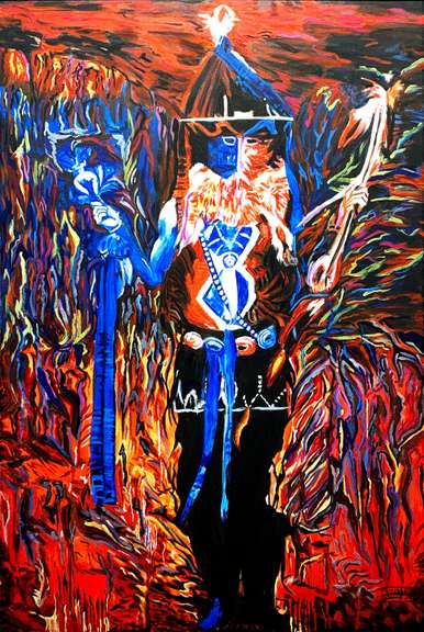 Ismail Khelalfa Original Oil on Canvas Native American Series