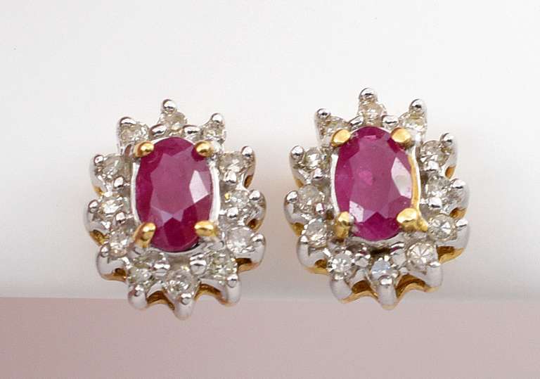 Cute Ruby & Diamond Earrings