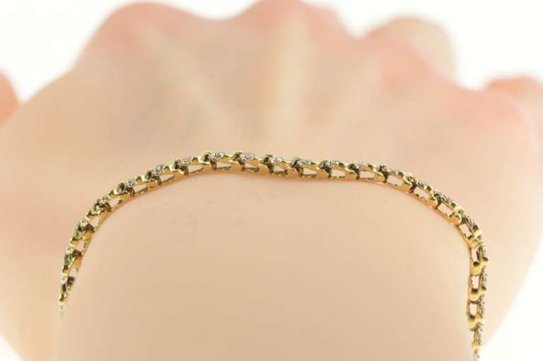 14K Yellow Gold 1.00 Ctw Diamond Classic Wavy Link Tennis Bracelet