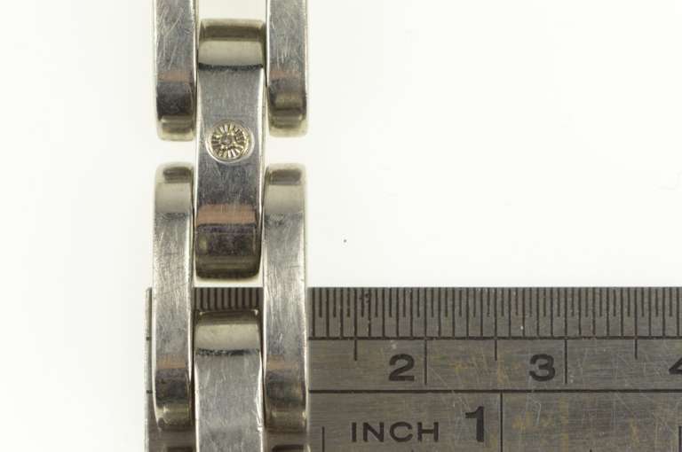 Stainless Steel 14k Gold Two Tone Diamond Geometric Link Bracelet