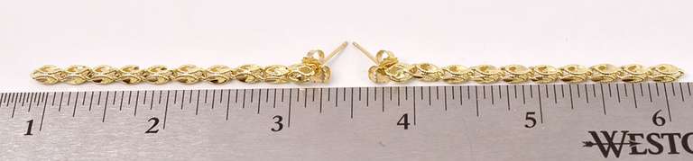 Fancy Dangling Chain Earrings in 14K Yellow Gold