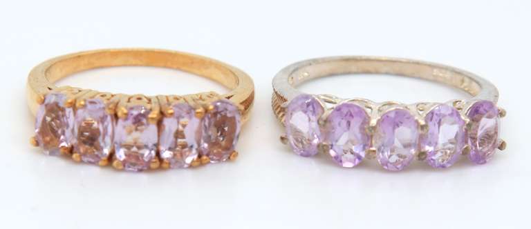 Lot of 2 Vintage 925 Sterling Silver Cubic Zirconia Bands