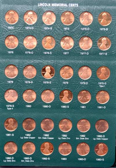 Full Red BU Memorial Cent Set 1959-2007