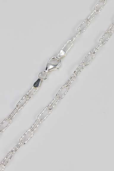 .925 Sterling Silver 3.6mm Diamond Cut Paperclip Chain 16 Inches