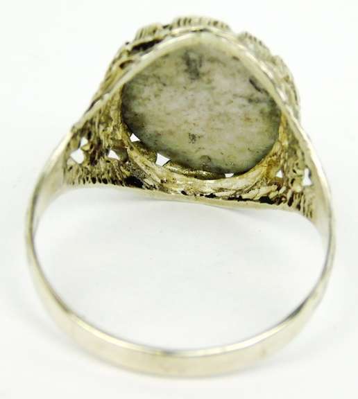Vintage English Sterling Handpainted Ring, Size 11.75