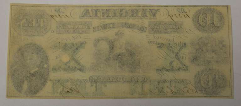 October 15th 1862 $10 Virginia Treasury Note, Circulated.