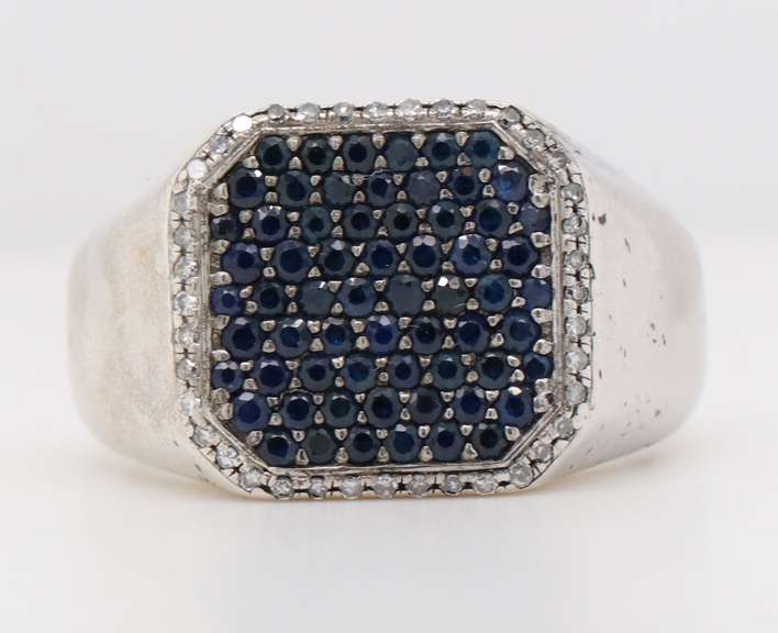 Effy Gents 1.20ctw Sapphire and 0.15ctw Diamond Ring in Sterling