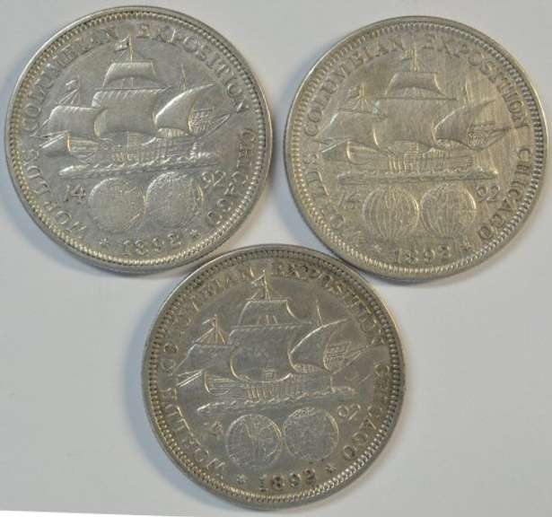 3 1892 Columbian Commemorative Half Dollars